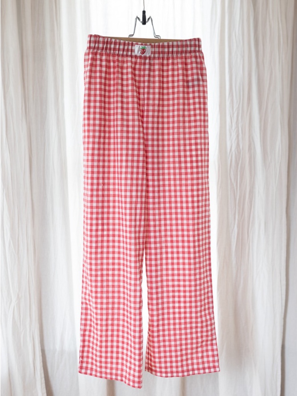 art class Red and White Gingham Kids Pajama Bottoms youth size XL/14